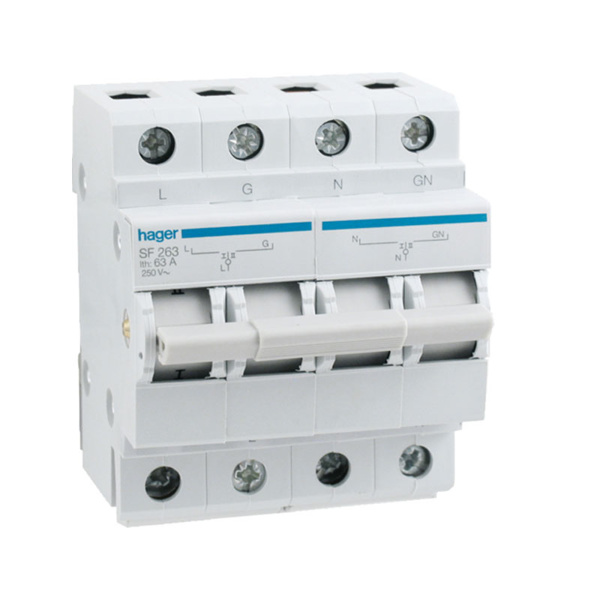 Hager SF263 63A Double Pole MCB Changeover Switch