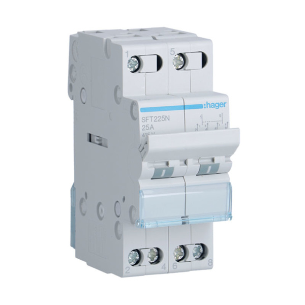 Hager SFT225N 25A Double Pole MCB Changeover Switch