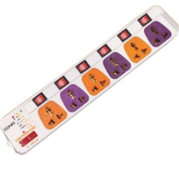 Cona 6A 6+6 Colour Power Strip (Wire 1.5 Mtr)