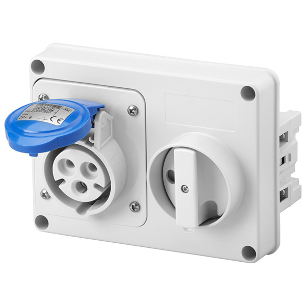 Gewiss GW66104 16A 240V 3 Pin Panel Interlock Socket IP 44