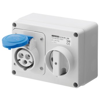 Gewiss GW66015(H) 32A 240V 3 Pin Surface Mounting Interlock Socket IP 44