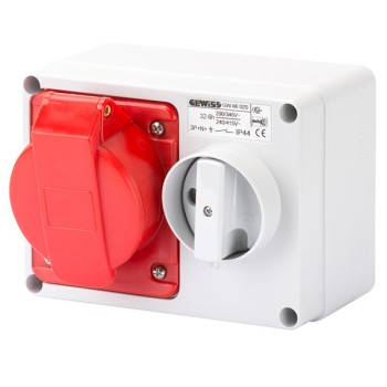 Gewiss GW66020(H) 32A 415V 5 Pin Surface Mounting Interlock Socket IP 44