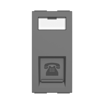 GM AA1043 Electric Grey RJ11 Socket With Shutter And Name Plate