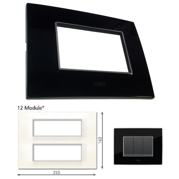 GM Casaviva PXSF12007 12M Glossy Black Cover Plate With Frame