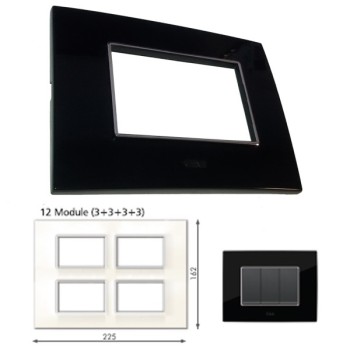GM Casaviva PXSF12015 12M (3+3+3+3) Glossy Black Cover Plate With Frame