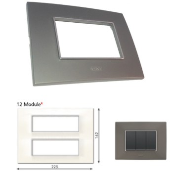GM Casaviva PYSF12007 12M (6+6) Metalik Graphite Magnesia Cover Plate With Frame