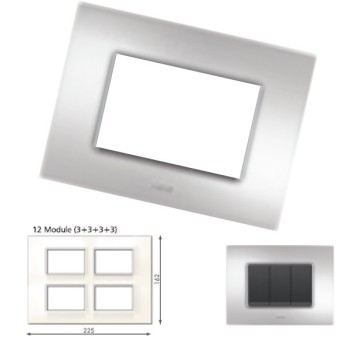 GM Casaviva PYSF12015 12M (3+3+3+3) Metalik Brazil Silver Cover Plate With Frame