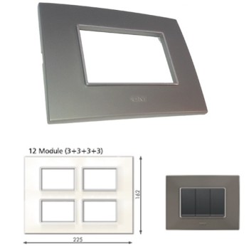 GM Casaviva PYSF12015 12M (3+3+3+3) Metalik Graphite Magnesia Cover Plate With Frame