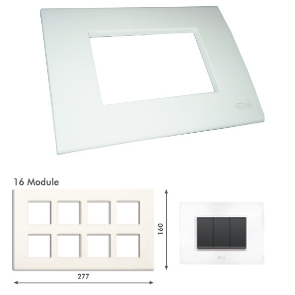 GM Casablanca PKSB16008 16M Glossy White Cover Plate With Frame