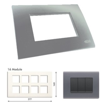 GM Casablanca PMSB16008 16M Metalik Platinum Grey Cover Plate With Frame