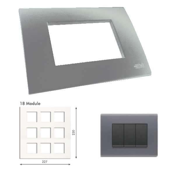 GM Casablanca PMSB18010 18M Metalik Platinum Grey Cover Plate With Frame