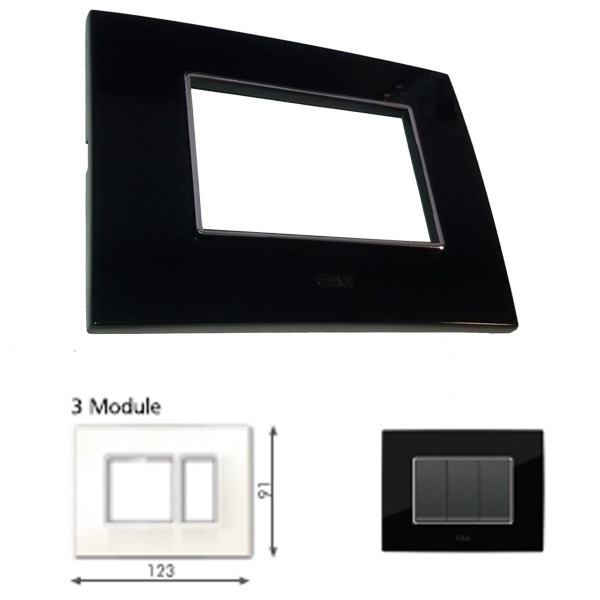 GM Casaviva PXSF03003 (2+1) 3M Glossy Black Cover Plate With Frame