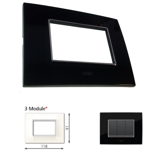 GM Casaviva PXSF03009 3M Glossy Black Cover Plate With Frame