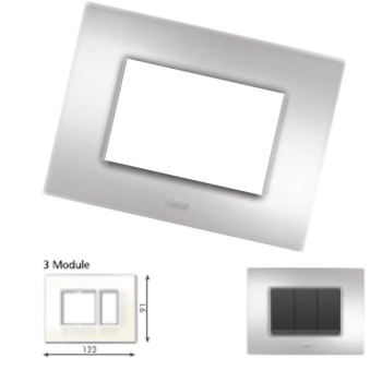 GM Casaviva PYSF03003 (2+1) 3M Metalik Brazil Silver Cover Plate With Frame