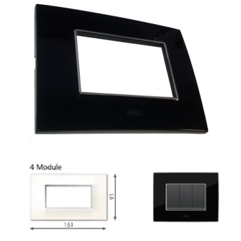 GM Casaviva PXSF04004 4M Horizontal Glossy Black Cover Plate With Frame
