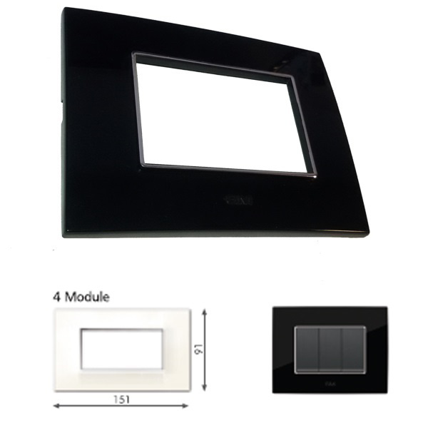GM Casaviva PXSF04004 4M Horizontal Glossy Black Cover Plate With Frame