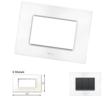GM Casaviva PXSF04004 4M Horizontal Glossy White Cover Plate With Frame