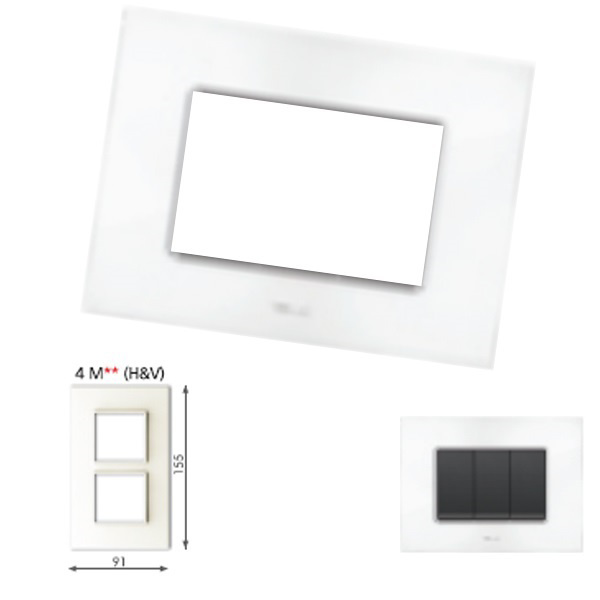 GM Casaviva PXSF04017 4M Vertical Glossy White Cover Plate With Frame