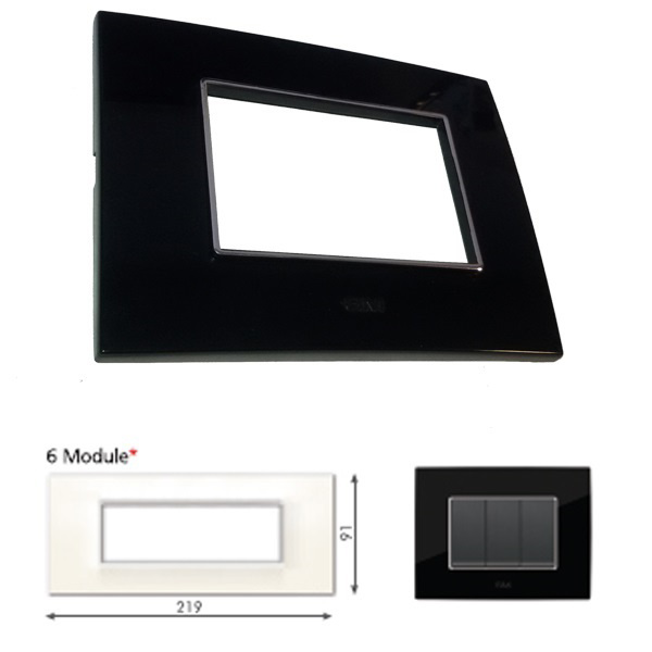 GM Casaviva PXSF06005 6M Horizontal Glossy Black Cover Plate With Frame
