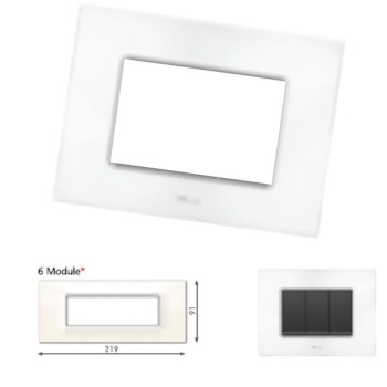 GM Casaviva PXSF06005 6M Horizontal Glossy White Cover Plate With Frame