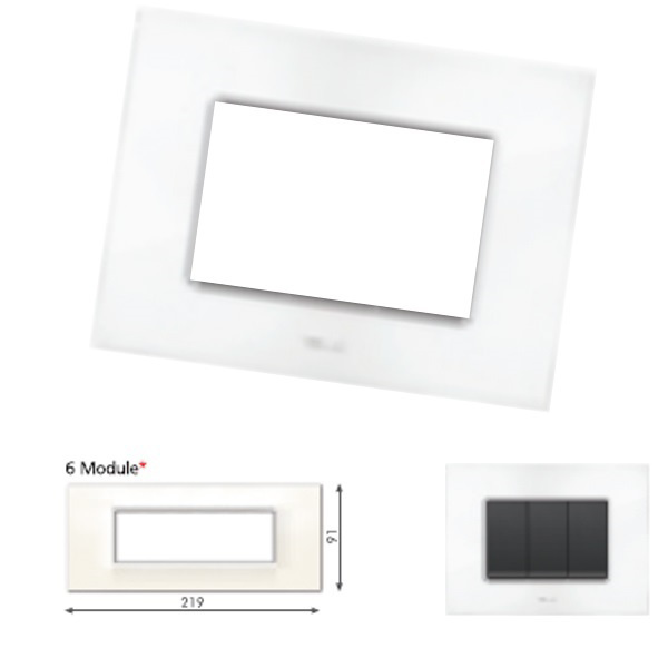 GM Casaviva PXSF06005 6M Horizontal Glossy White Cover Plate With Frame