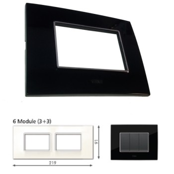 GM Casaviva PXSF06014 6M (3+3) Horizontal Glossy Black Cover Plate With Frame