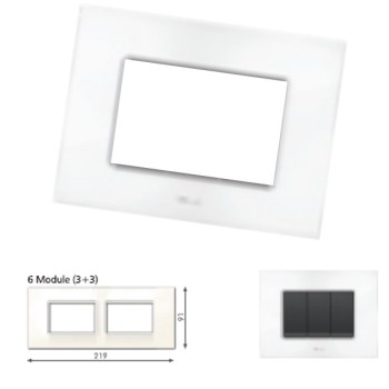 GM Casaviva PXSF06014 6M (3+3) Horizontal Glossy White Cover Plate With Frame