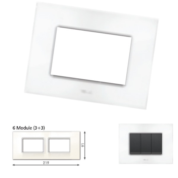 GM Casaviva PXSF06014 6M (3+3) Horizontal Glossy White Cover Plate With Frame