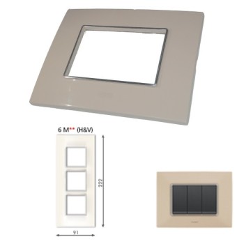 GM Casaviva PXSF06018 6M Vertical Glossy Ivory Cover Plate With Frame