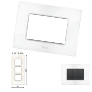 GM Casaviva PXSF06018 6M Vertical Glossy White Cover Plate With Frame