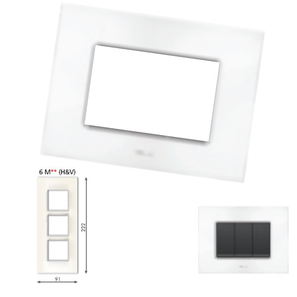 GM Casaviva PXSF06018 6M Vertical Glossy White Cover Plate With Frame