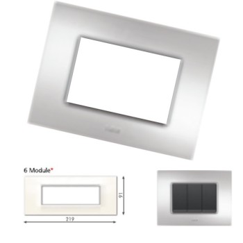 GM Casaviva PYSF06005 6M Horizontal Metalik Brazil Silver Cover Plate With Frame