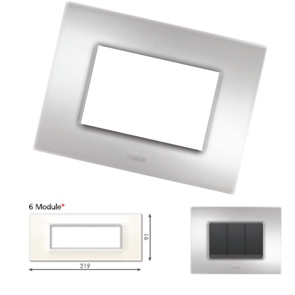 GM Casaviva PYSF06005 6M Horizontal Metalik Brazil Silver Cover Plate With Frame
