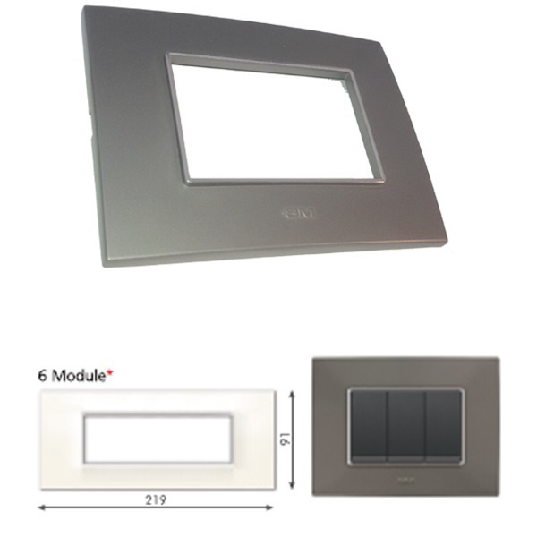 GM Casaviva PYSF06005 6M Horizontal Metalik Graphite Magnesia Cover Plate With Frame