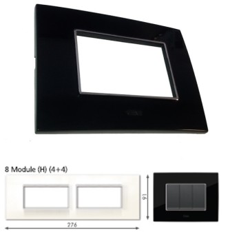 GM Casaviva PXSF08011 8M (4+4) Horizontal Glossy Black Cover Plate With Frame
