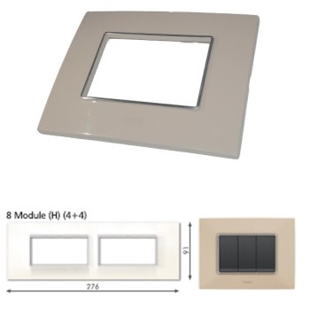 GM Casaviva PXSF08011 8M (4+4) Horizontal Glossy Ivory Cover Plate With Frame