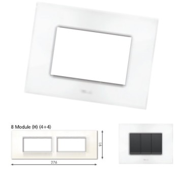 GM Casaviva PXSF08011 8M (4+4) Horizontal Glossy White Cover Plate With Frame