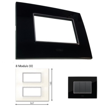 GM Casaviva PXSF08012 8M Vertical Glossy Black Cover Plate With Frame