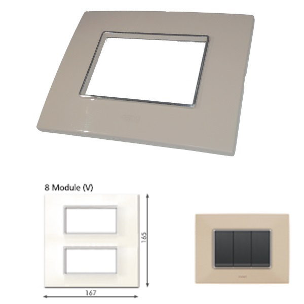GM Casaviva PXSF08012 8M Vertical Glossy Ivory Cover Plate With Frame