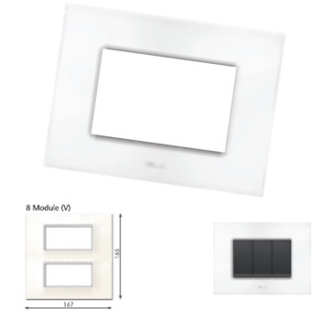 GM Casaviva PXSF08012 8M Vertical Glossy White Cover Plate With Frame