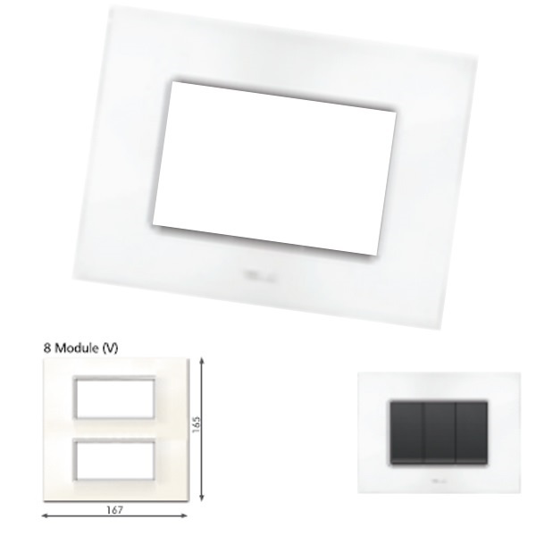 GM Casaviva PXSF08012 8M Vertical Glossy White Cover Plate With Frame
