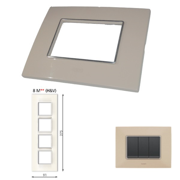 GM Casaviva PXSF08019 8M (2+2+2+2) Vertical Glossy Ivory Cover Plate With Frame