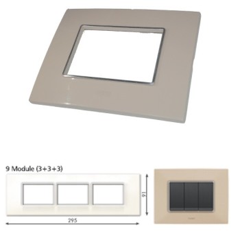 GM Casaviva PXSF09013 9M (3+3+3) Horizontal Glossy Ivory Cover Plate With Frame