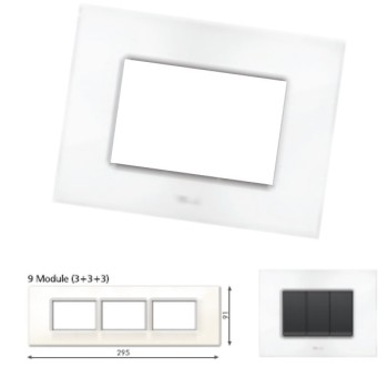 GM Casaviva PXSF09013 9M (3+3+3) Horizontal Glossy White Cover Plate With Frame
