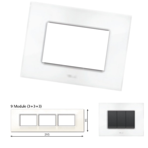 GM Casaviva PXSF09013 9M (3+3+3) Horizontal Glossy White Cover Plate With Frame