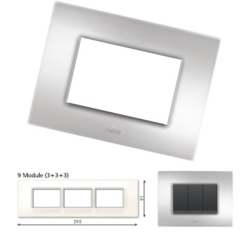 GM Casaviva PYSF09013 9M (3+3+3) Horizontal Metalik Brazil Silver Cover Plate With Frame