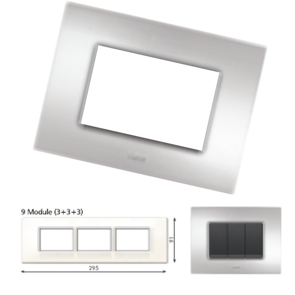 GM Casaviva PYSF09013 9M (3+3+3) Horizontal Metalik Brazil Silver Cover Plate With Frame