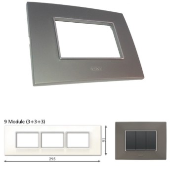 GM Casaviva PYSF09013 9M (3+3+3) Horizontal Metalik Graphite Magnesia Cover Plate With Frame