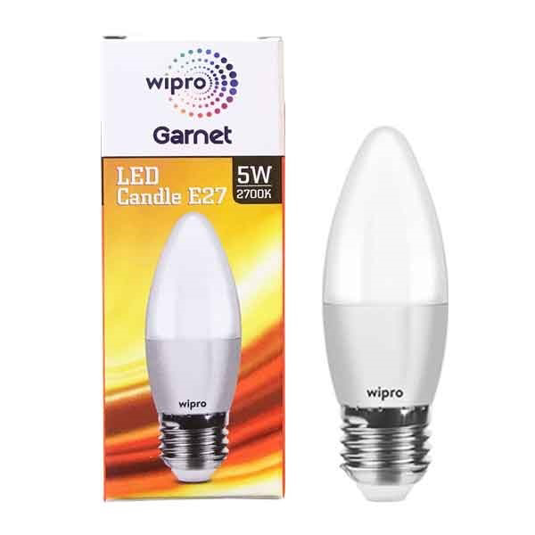 Wipro Garnet 5W E-27 Frosted LED Candle Lamp