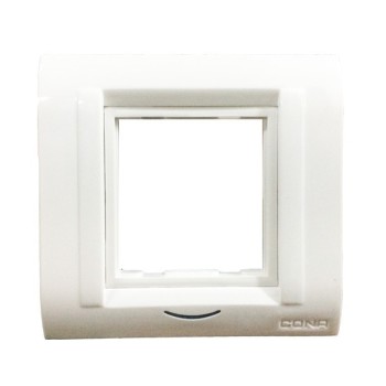 Cona Status 2 Module White Cover Plate With Frame
